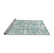 Serging Thickness of Machine Washable Contemporary Pale Blue Lily Blue Rug, wshcon2601