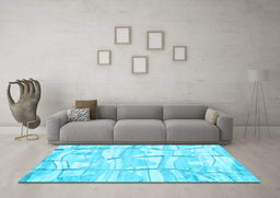 Machine Washable Abstract Light Blue Contemporary Rug in a Living Room, wshcon2601lblu