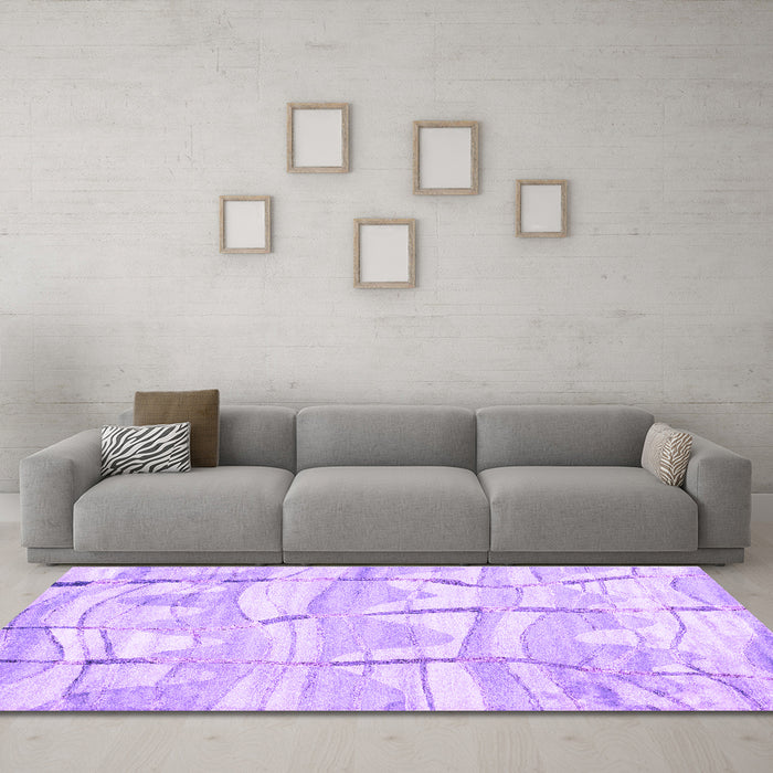 Machine Washable Abstract Purple Contemporary Area Rugs in a Living Room, wshcon2601pur