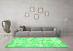 Machine Washable Abstract Green Contemporary Area Rugs in a Living Room,, wshcon2601grn