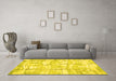 Machine Washable Abstract Yellow Contemporary Rug in a Living Room, wshcon2601yw