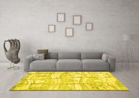 Machine Washable Abstract Yellow Contemporary Rug, wshcon2601yw