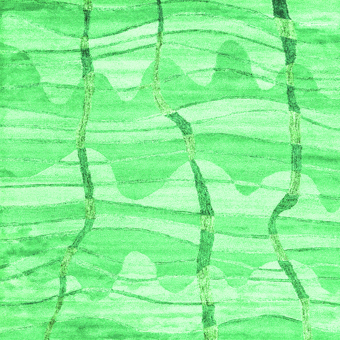 Serging Thickness of Abstract Green Contemporary Rug, con2601grn