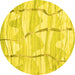 Round Abstract Yellow Contemporary Rug, con2601yw