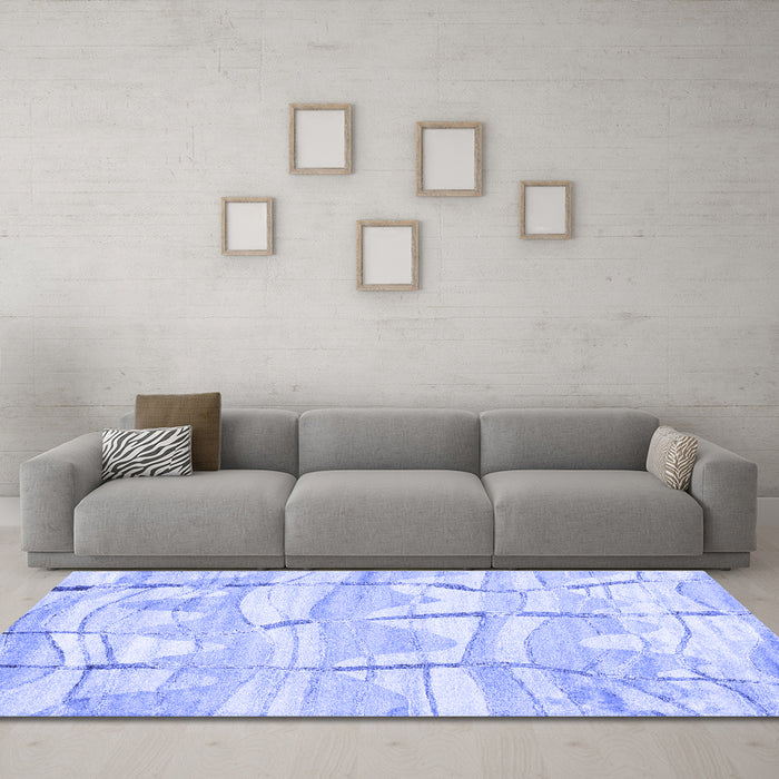 Machine Washable Abstract Blue Contemporary Rug in a Living Room, wshcon2601blu