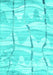 Machine Washable Abstract Turquoise Contemporary Area Rugs, wshcon2601turq