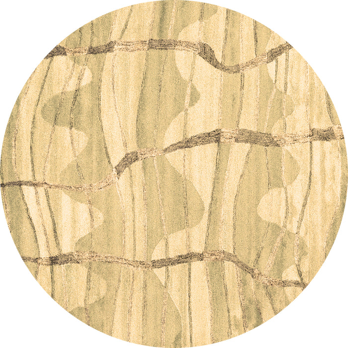 Round Machine Washable Abstract Brown Contemporary Rug, wshcon2601brn
