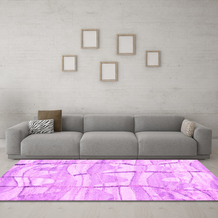 Machine Washable Abstract Pink Contemporary Rug in a Living Room, wshcon2601pnk
