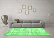 Machine Washable Abstract Emerald Green Contemporary Area Rugs in a Living Room,, wshcon2601emgrn
