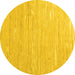 Round Machine Washable Abstract Yellow Contemporary Rug, wshcon2602yw