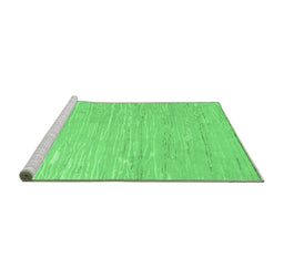 Sideview of Machine Washable Abstract Emerald Green Contemporary Area Rugs, wshcon2602emgrn