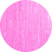 Round Abstract Pink Contemporary Rug, con2602pnk