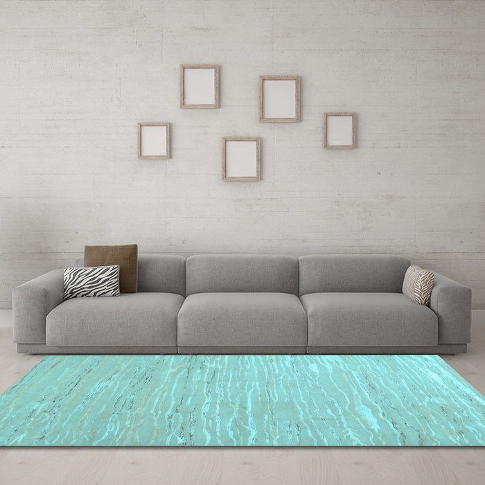 Machine Washable Abstract Light Blue Contemporary Rug in a Living Room, wshcon2602lblu