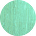 Round Machine Washable Abstract Turquoise Contemporary Area Rugs, wshcon2602turq