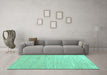 Machine Washable Abstract Turquoise Contemporary Area Rugs in a Living Room,, wshcon2602turq