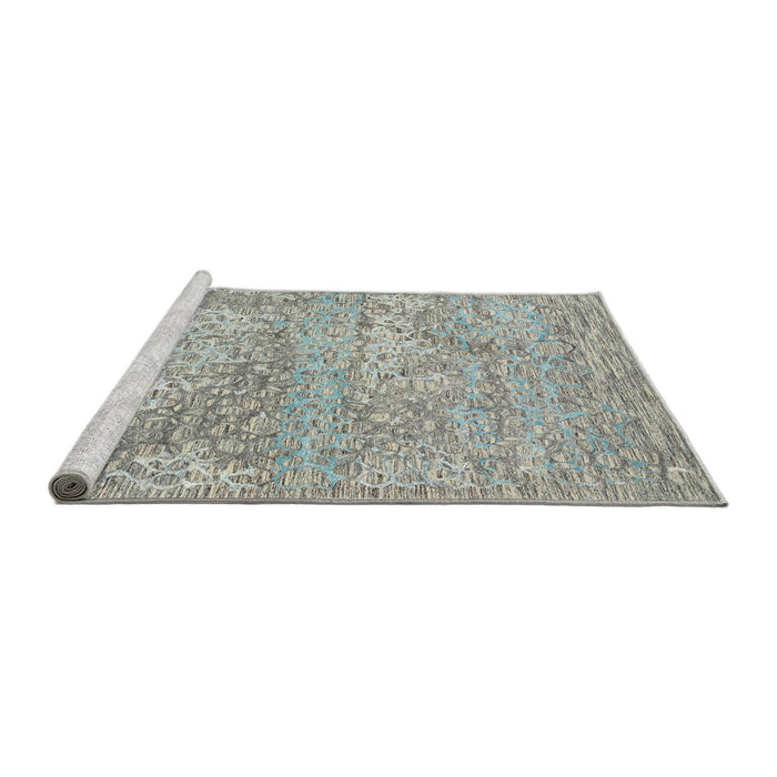 Serging Thickness of Machine Washable Contemporary Silver Gray Rug, wshcon2603