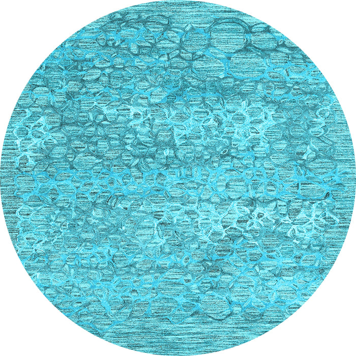 Round Abstract Light Blue Contemporary Rug, con2603lblu