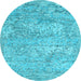 Round Abstract Light Blue Contemporary Rug, con2603lblu