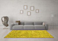 Machine Washable Abstract Yellow Contemporary Rug, wshcon2603yw