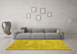 Machine Washable Abstract Yellow Contemporary Rug in a Living Room, wshcon2603yw