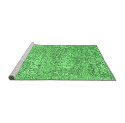 Sideview of Machine Washable Abstract Emerald Green Contemporary Area Rugs, wshcon2603emgrn