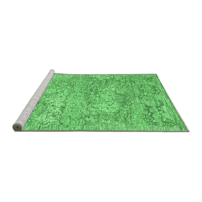 Sideview of Machine Washable Abstract Emerald Green Contemporary Area Rugs, wshcon2603emgrn