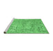 Sideview of Machine Washable Abstract Emerald Green Contemporary Area Rugs, wshcon2603emgrn