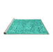 Sideview of Machine Washable Abstract Turquoise Contemporary Area Rugs, wshcon2603turq