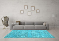 Machine Washable Abstract Light Blue Contemporary Rug, wshcon2603lblu