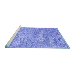 Sideview of Machine Washable Abstract Blue Contemporary Rug, wshcon2603blu