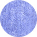 Round Abstract Blue Contemporary Rug, con2603blu