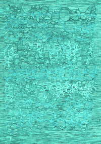 Abstract Turquoise Contemporary Rug, con2603turq