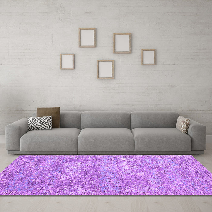 Machine Washable Abstract Purple Contemporary Area Rugs in a Living Room, wshcon2603pur