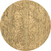 Round Abstract Brown Contemporary Rug, con2603brn