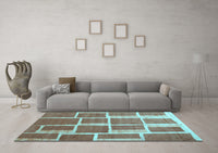 Machine Washable Abstract Light Blue Contemporary Rug, wshcon2604lblu