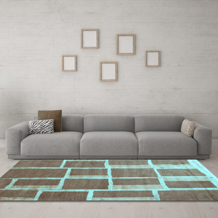 Machine Washable Abstract Light Blue Contemporary Rug in a Living Room, wshcon2604lblu