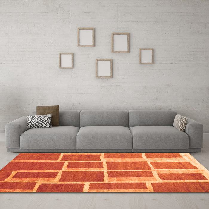 Machine Washable Abstract Orange Contemporary Area Rugs in a Living Room, wshcon2604org