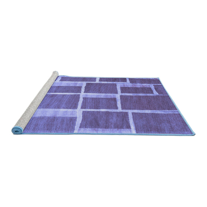 Sideview of Machine Washable Abstract Blue Contemporary Rug, wshcon2604blu