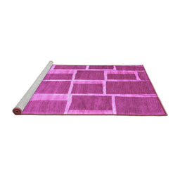 Sideview of Machine Washable Abstract Purple Contemporary Area Rugs, wshcon2604pur
