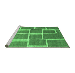Sideview of Machine Washable Abstract Emerald Green Contemporary Area Rugs, wshcon2604emgrn
