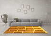 Machine Washable Abstract Yellow Contemporary Rug in a Living Room, wshcon2604yw