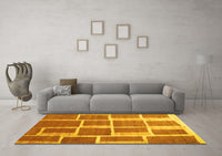 Machine Washable Abstract Yellow Contemporary Rug, wshcon2604yw