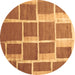 Round Abstract Brown Contemporary Rug, con2604brn