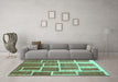 Machine Washable Abstract Turquoise Contemporary Area Rugs in a Living Room,, wshcon2604turq