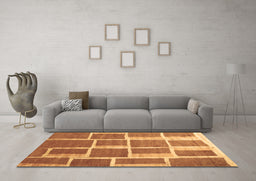 Machine Washable Abstract Brown Contemporary Rug in a Living Room,, wshcon2604brn