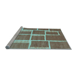 Sideview of Machine Washable Abstract Light Blue Contemporary Rug, wshcon2604lblu