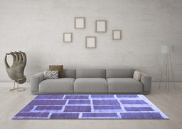 Machine Washable Abstract Blue Contemporary Rug in a Living Room, wshcon2604blu