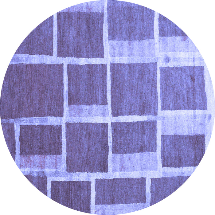 Round Machine Washable Abstract Blue Contemporary Rug, wshcon2604blu