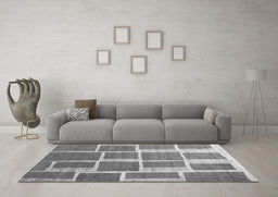 Machine Washable Abstract Gray Contemporary Rug in a Living Room,, wshcon2604gry