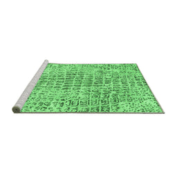 Sideview of Machine Washable Abstract Emerald Green Contemporary Area Rugs, wshcon2605emgrn